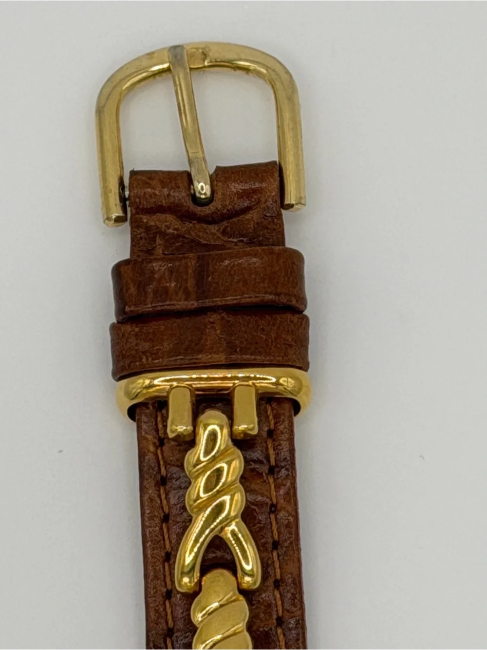 Anne Klein Gold Tone Case Brown Leather Strap Women's Watch